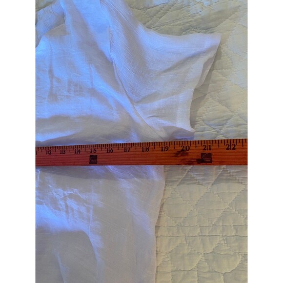 Creation Blouse Size Large Top Gauzy Button Down White Womens Cool for Summer - Picture 8 of 9